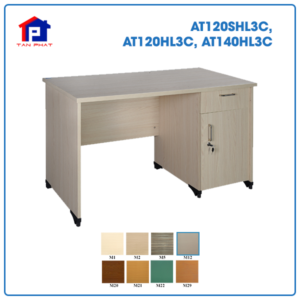 Bàn văn phòng Hòa Phát AT120SHL3C, AT120HL3C, AT140HL3C kèm hộc liền