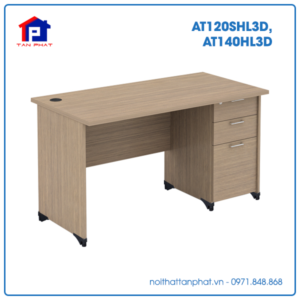Bàn Hòa Phát AT120SHL3D, AT140HL3D kèm hộc liền 3 ngăn kéo