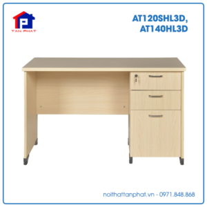 Bàn Hòa Phát AT120SHL3D, AT140HL3D kèm hộc liền 3 ngăn kéo