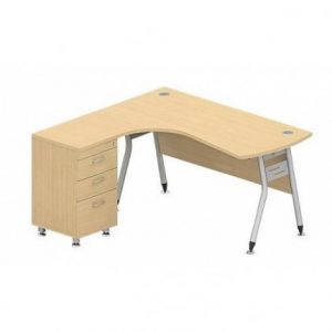 HRL1450C1 - Bàn Hòa Phát lượn trái, yếm gỗ, hộc liền 3 ngăn