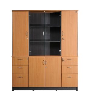 Tủ NT1960-4B | Tủ Newtrend Hòa Phát 4 buồng, cánh gỗ + kính