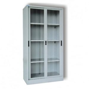 Tủ TU08 | Tủ sắt Hòa Phát 3 đợt, cánh kính lùa, màu ghi