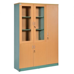 Tủ SV1960-3BK | Tủ gỗ Hòa Phát 3 buồng, 2 cánh kính, màu vàng