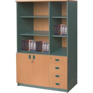 Tủ SV1960-3G4D | Tủ gỗ Hòa Phát 3 ngăn 4 đợt, màu vàng xanh