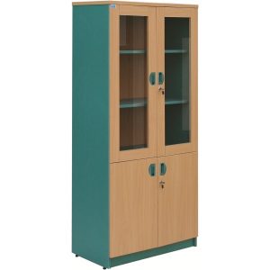 Tủ SV1960KG | Tủ gỗ Hòa Phát 2 khoang cánh kính, màu vàng xanh