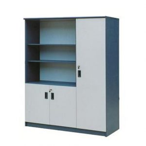 Tủ HP1960-3B | Tủ gỗ Hòa Phát 3 buồng, 2 cánh kính màu ghi