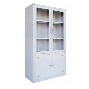 Tủ TU09K3CK | Tủ sắt Hòa Phát 2 khoang cánh kính, màu ghi